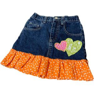 Jordache Polka Dot Trim Denim Skirt - Girl's Size 6